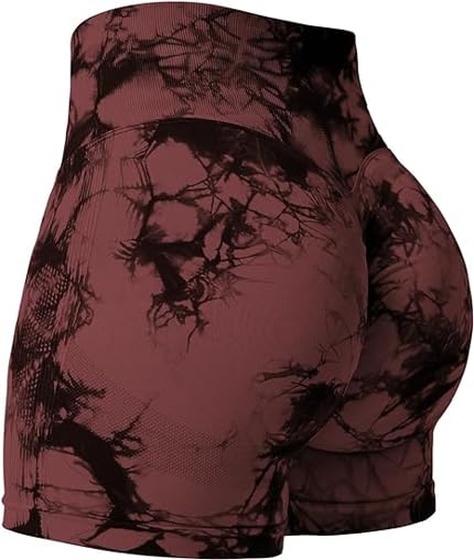 Women Workout Shorts Scrunch Seamless High Waisted Tie Dye Print Contour Gym Yoga Biker Shorts-image-4