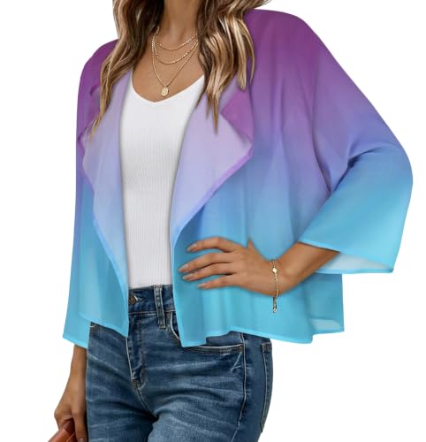 Image of Womens Summer Tops Short Shrugs Kimono Cardigans Casual Chiffon Bolero Jackets 2026