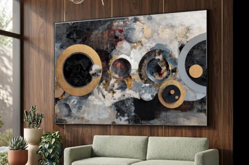 Tableau abstrait géométrique cercles pour illuminer un mur sombre sans surcharger - 4