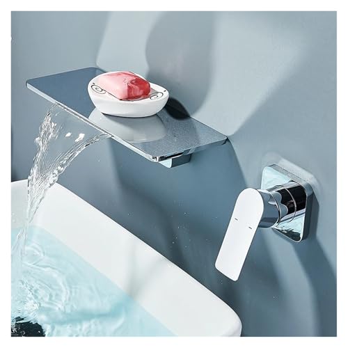 Mitigeur lavabo cascade doré mural avec tablette pour moderniser votre salle de bain