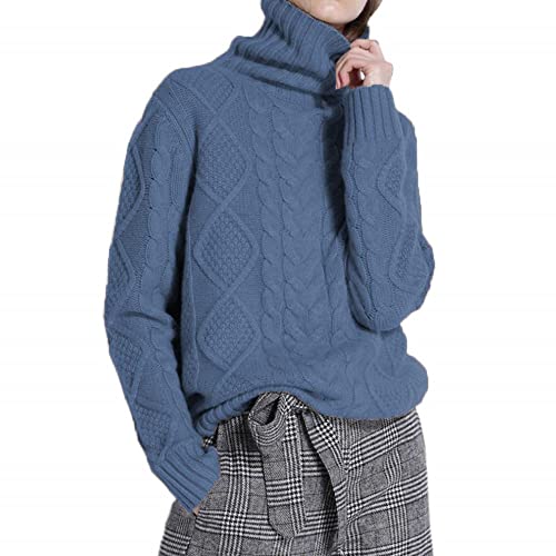 Image of Wool Sweaters Women's Turtleneck Pullover Female Loose Long Sleeve Tops Winter Thick Knitted Jumper