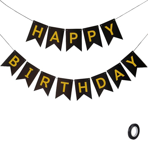 BELSVOR Grinalda de feliz aniversário, faixa de feliz aniversário de 5 metros, decoração de aniversário, grinalda de aniversário para adultos / crianças, faixa de feliz aniversário e uma fita