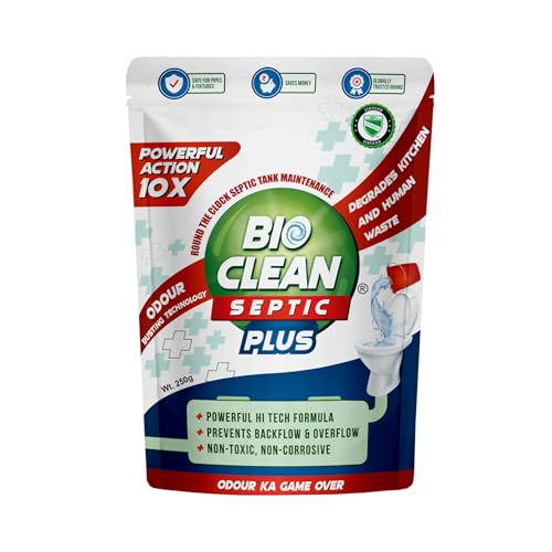 Image of Bioclean Septic Plus - Septic Tank Cleaning Powder 10X Powerful| Degrades Sludge Buildup| Bacteria for Odour Removal| Treatment Powder| Pack of 1 (250gm)