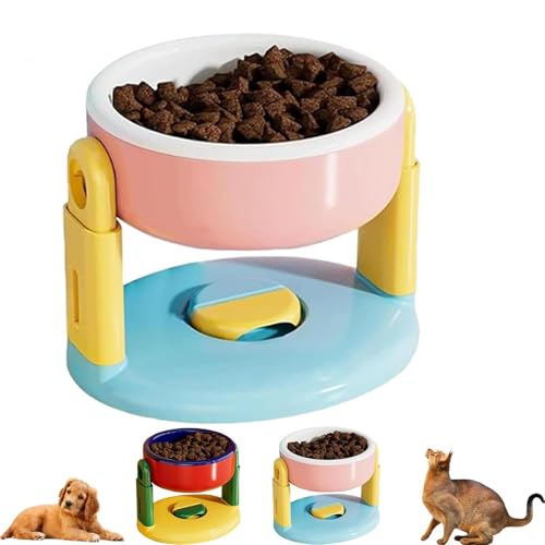 Ciotola per animali domestici con ventosa sollevabile, regolabile in altezza per cibo e acqua, per cani e gatti, antiscivolo ad altezza elevata, in acciaio inox, per animali domestici di taglia