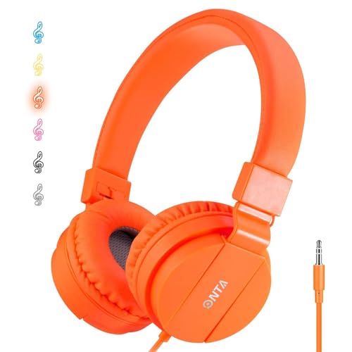 Casque audio pliable Onta Gorsun - Ajustable - Léger - Pour téléphones, smart phones, iPhones, ordinateurs portables - Mp3/4 Orange