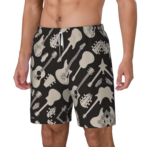 Guitar Pattern Breathable Fit Trends Men's Swim Trunks Board Short with Waist Elastic Band Swimming Trunks2