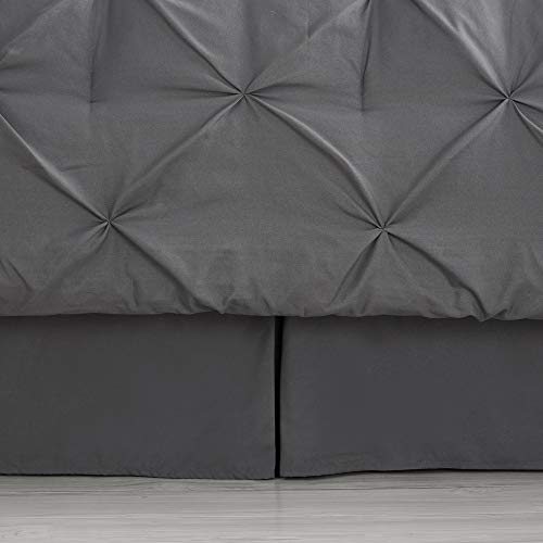 Image of King Size Comforter Set 8 Piece Bed in a Bag with Bed Skirt, Fitted Sheet, Flat Sheet, 2 Pillowcases, 2 Pillow Shams, King, Pintuck Gray