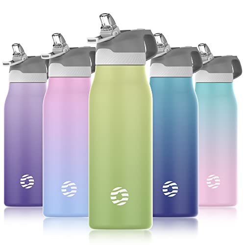 Fjbottle Insulated Stainless Steel Water Bottles With Straw Lid 25oz,Double Wall Vacuum Sports Thermos Bottle Leak Proof BPA Free Keeps Hot And Cold Drinks Flask For Travel Hiking Camping Yoga