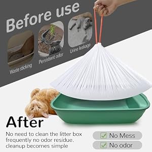 Cat Litter Liners Jumbo 90 Pack Drawstring Close Pet Cat Pan Liners Large Extra Thick Kitty Litter Box Bag Heavy Duty 36 x 16