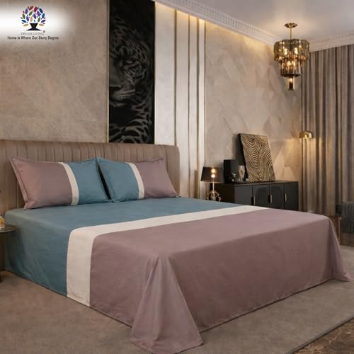 Image of Dream Living Ombre Queen Bedsheet with 2 Pillow Covers | 130 GSM | 220x250 Cm | Beige & Blue