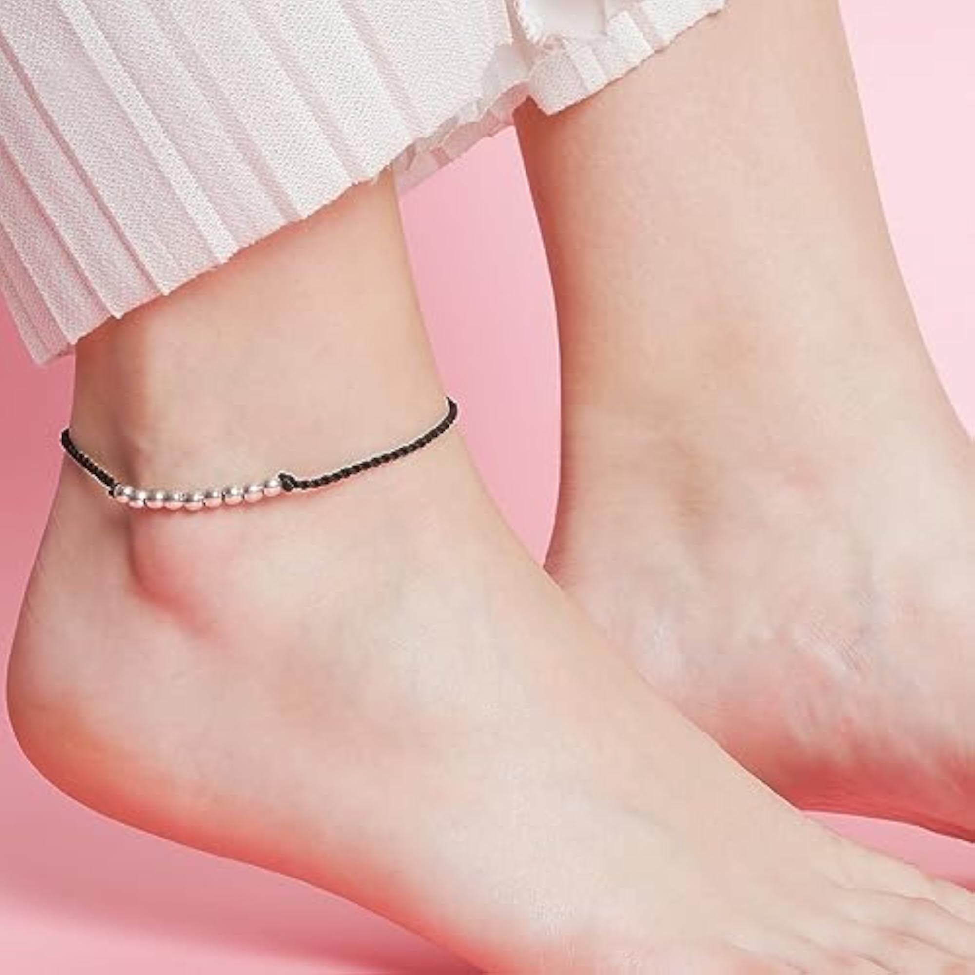 Women's 925 Sterling Silver Beads Gentle Thread Anklet