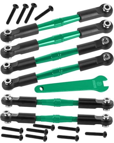 RC Adjustable Turnbuckles Camber Upgrades Part for 1/8 Typhon 4WD 3S MEGA 550 BLX,1/10 Big Rock 4X4 V3 3S BLX RC Car,Tie Rod Set Link Linkage Rod,Adjustable Links Steering Links,6PCS(Green).