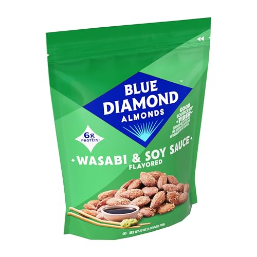 Image of Blue Diamond Almonds, Bold Wasabi & Soy Sauce Flavored Snack Nuts, Bulk Bag, Pantry Staple, GMO-Free, Great for Parties, Lunch, Events, Holiday, and Healthy Snacking, 25 Oz Resealable Bag (Pack of 1)