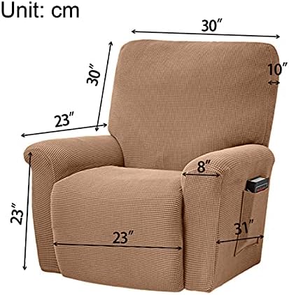 Stretch Recliner Chair Cover Polyester Anti-Slip Single Seat Couch Cover Side Pocket Sofa Slipcover for Living Room Dark Gray