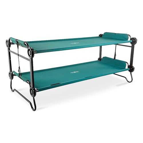 Disc-O-Bed Extra Large Portable Bunk Camping Cots with Carry Bags - Heavy-Duty Indoor or Outdoor Sleeping System, Converts to Bench or Separate Beds, 500 lb Weight Capacity Per Cot, Green