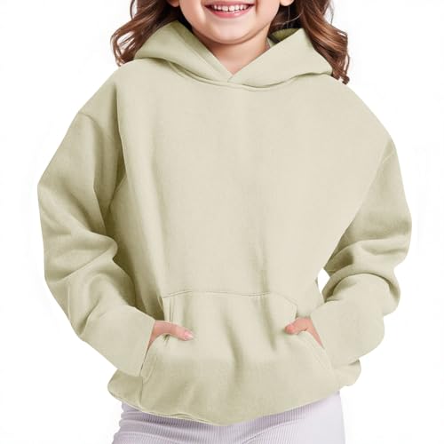DDAPJ pyju Big Kids Girls Hoodies Fleece Sweatshirts Youth Solid Color Long Sleeve Hooded Pullover for Children (4-14 Years)2
