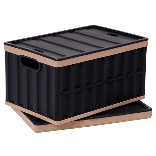 Kerhouze 2er Set 64L klappbox Faltbar Stabil Plastik Faltbox Campingbox Collapsible Transportbox für die Organisation große Heavy Outdoor Bad Küche Büro Wohnzimmer (schwarz)