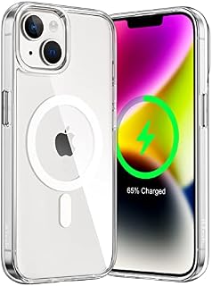 JETech Magnetic Case for iPhone 14 6.1-Inch Compatible with MagSafe Wireless Charging, Shockproof Phone Bumper Cover, Anti-Scratch Clear Back (Clear)