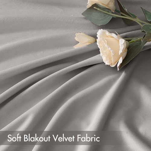 Image of MIULEE Silver Grey Blackout Velvet Curtains Drapes 108 Inch Long 52 inchx108 inch | Luxurious Bedroom Living Room Decor, Room Darkening, Thermal Insulated, Rod Pocket Design, Super Soft Fabric, Extra Long