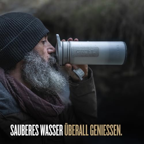 GRAYL GeoPress 710ml Outdoor Wasserfilter Trinkwasser I Eliminiert 99,99% aller Bakterien und Viren I Perfekt für Camping, Survival und Reisen (Peak White) 5