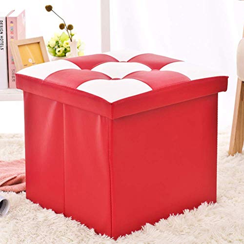 Tabouret de rangement Dunki pouf carré et coffre bleu rose - 2