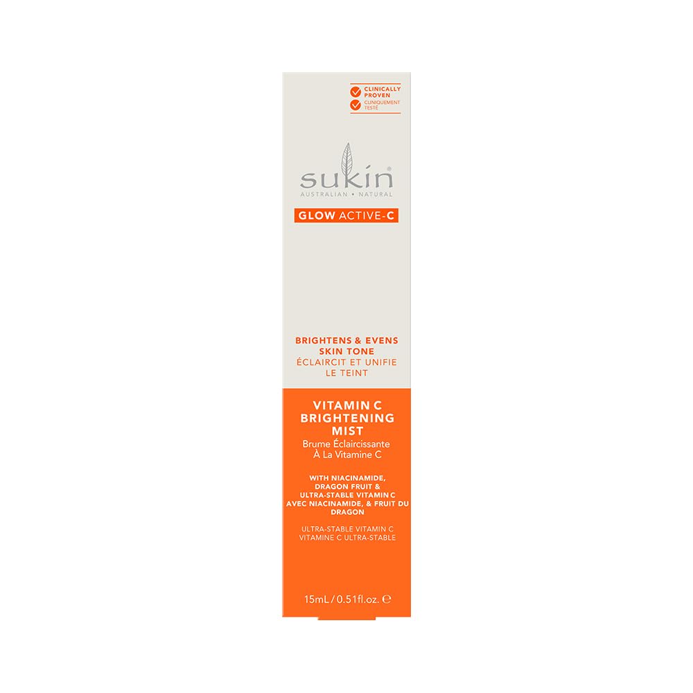 Sukin - Glow Active-C - Vitamin C Mist - Brightening Mist with Niacinamide - Paraben Free and Natural care - Spray, Care, Care - 125ml
