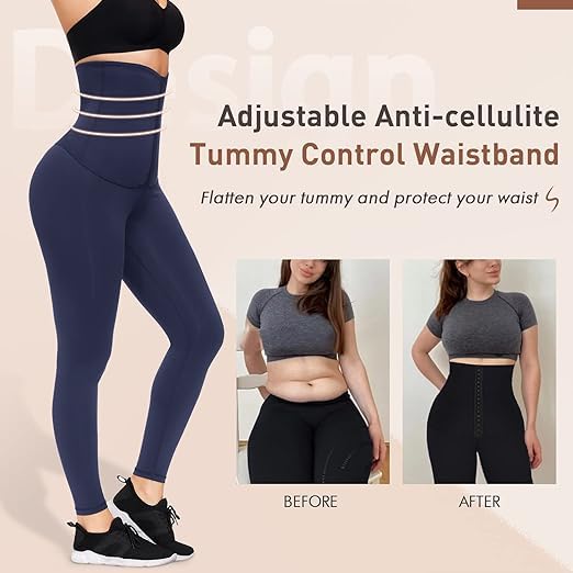 Image of Gym Leggings for Women High Waist, Corset Style Tummy Tucker Shapewear with Hook & Eye Closure for Better Compression, Casual and Gym Wear Multi-Purpose High Waist Trouser