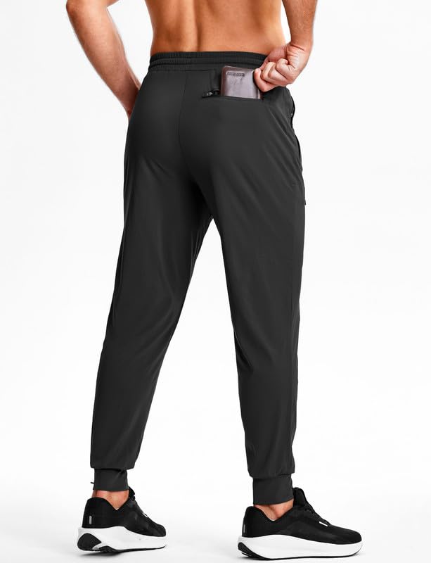 GGJ Men's Athletic Joggers with Zipper Pockets Stretch Tapered Running Sweatpants Gym Jogging Workout Pants for Men3