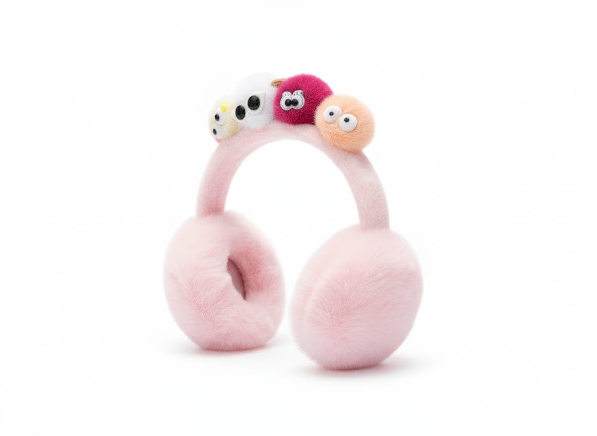 Gitanshi Trading Plush Monster Hooded Scarf, Pink Fuzzy Winter Hat with Cute Character Design for Kids, Warm Headwear (pcs 1) 2