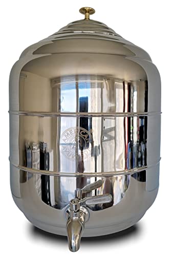 5 Gallon Counter Top Stainless Steel Beverage Dispenser with Faucet Spigot, handle and Lid to Dispense Chilled Water, Beverages, Tea, Soda, Juice