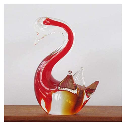 Ornements sculptures statues cygne en verre fait main déco