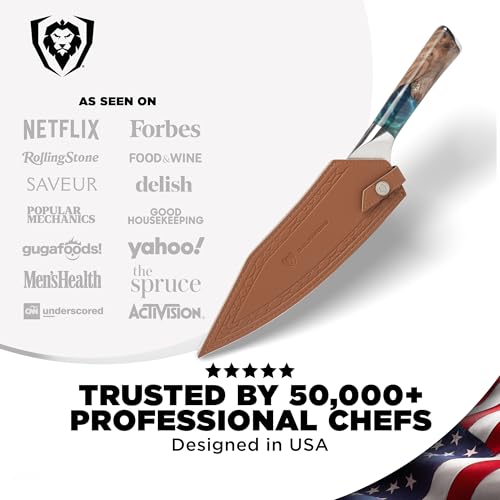 Image of Dalstrong Chef Knife - 8 inch - Valhalla Series - Premium 9CR18MOV HC Steel - Celestial Resin & Wood Handle - Razor Sharp - Kitchen Cooking Chef's Knife - Leather Sheath