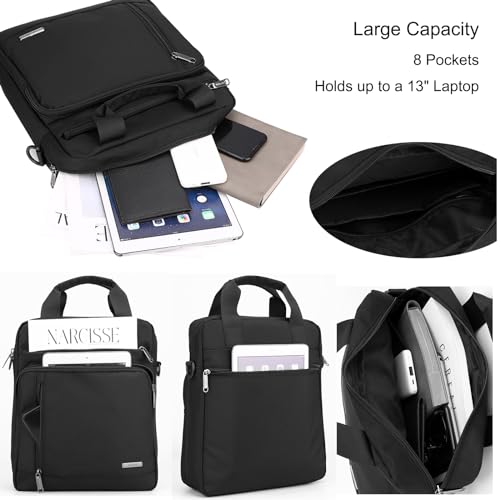 Maletín para portátil de 13 pulgadas negro impermeable miniatura 3
