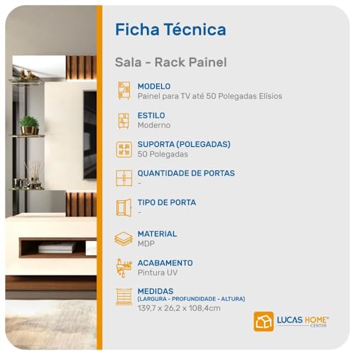 Painel Tv Até 50 Polegadas 02 Nichos Edn Dijon
