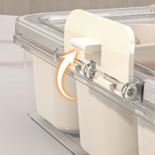 Eujgoov Divided Servierschale Praktische 12 Fächer Pet ABS Snack Gewürz -Obstbox für Home Party, Tragbarer Griff, Transparenter Deckel - 1 Set