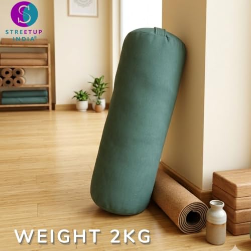 Image of Streetup India Yoga Bolster for Iyengar Yoga With Premium Cotton Washable Cover (Green, Standard)