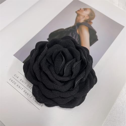 Image of Dainty Fabric Peony Flower Brooches Pin Delicate Camellia Flower Brooch Classic for Women Wedding Party Dance Banquet Elegant Lapel Pins Dress Suit Ceremony Clothes Accessories Jewelry Gifts 100mm
