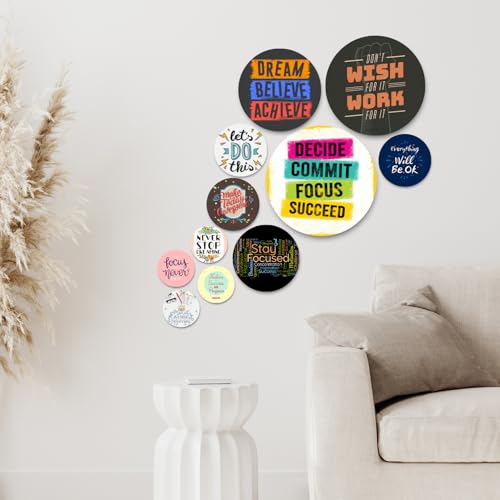 Image of RADIQORE Set of 11 Designer MDF Wooden Wall Hanging for Home Decoration | Office | Gift | Wall Decor Hanging Items | Wall Art | Living Room | Bedroom (quotes2)