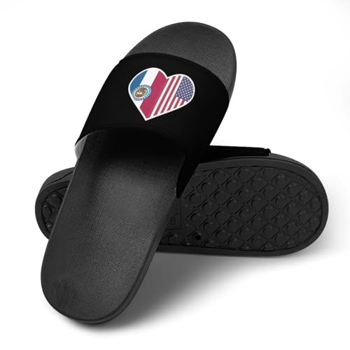 U.S. and Missouri Flags Non Slip Slides Sandals for Women Men Quick Drying Shower Shoes for Bathroom Pool Beach4