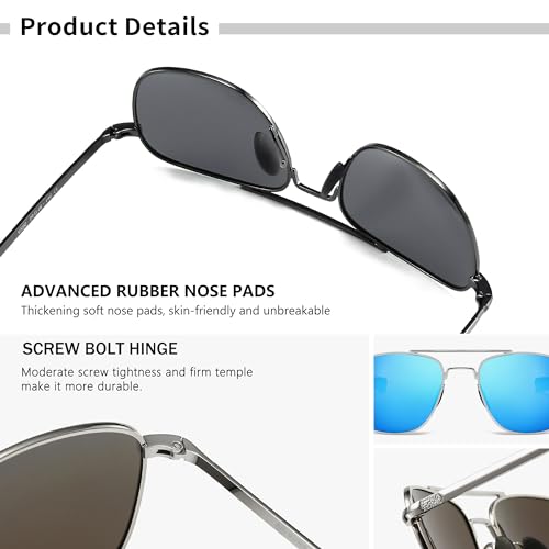 Image of SUNGAIT Men's Military Style Polarized Pilot Aviator Sunglasses - Bayonet Temples