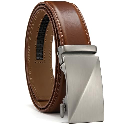 YOORAN Gürtel Herren, Automatik Ledergürtel ohne Löcher für Herren Business Anzug,Breit 35mm, Größe Angepasst