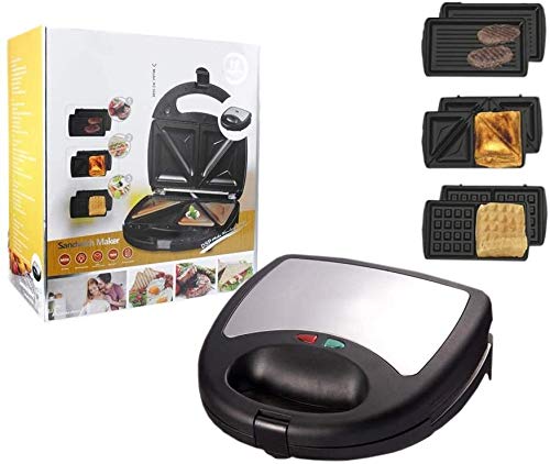 X&J 3 in 1 Waffelhersteller Belgische Sandwich Iron Maschine Electric Panini Presse zum Frühstücksendessen, das Toasting…