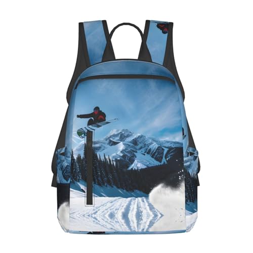 NOUZU Snowboarding Print Laptop Backpack For Women Men Casual Daypack