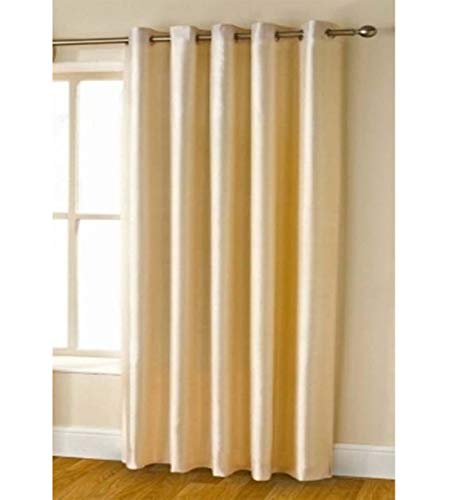 Image of Polyester Eyelet Window Curtain, Solid Plain Light Filtering Curtain for Bedroom, Living Room & Home Office, 5 Feet (60 x 48 Inch), Cream, Pack of 1