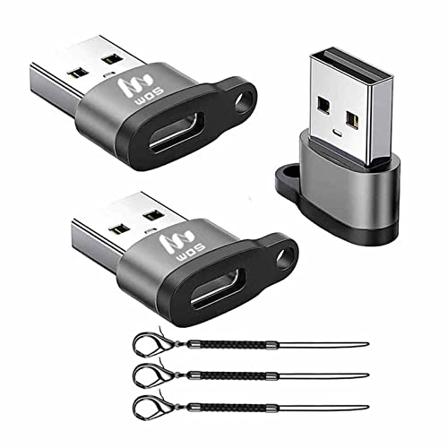 USB C Female to USB A Male Quick Adapter (3-Pack), Keychain Shaped, C to USB Converter for Apple Watch iWatch Series 7 SE, iPhone 11,12,13 Pro Max Mini, Airpods iPad Air, Samsung Galaxy Note 10.20