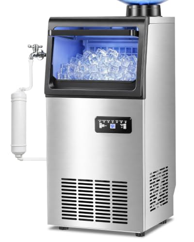 Commercial Ice Maker Machine, 110 lbs/24H with 22 lbs Storage Bin