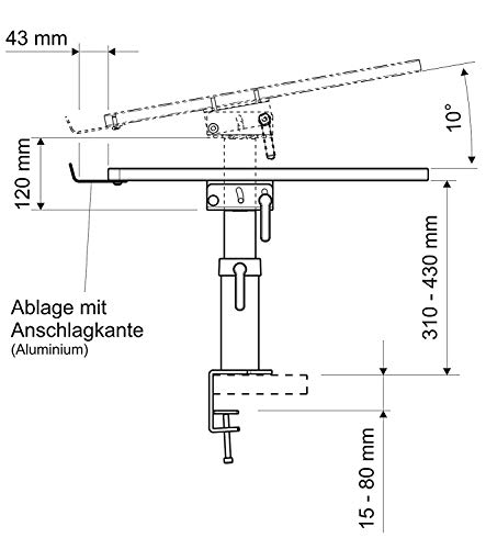 MAUL | Tischpult | ergonomisch | BxT 600 x 520 mm | höhenverstellbar | Weiß
