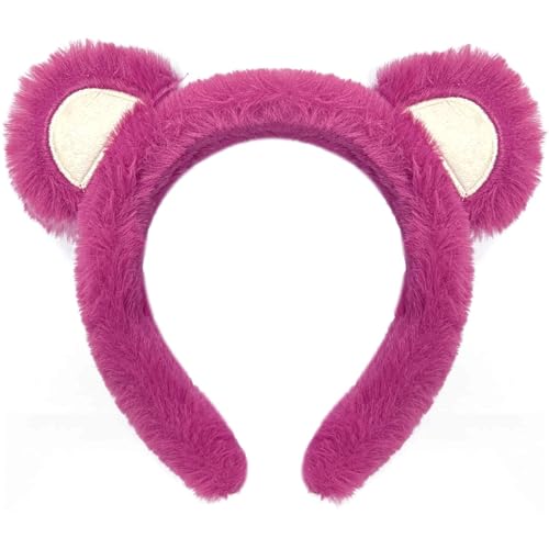 Wittocs Rose Red Bear Ears Headband Plush Bear Ear Headwears for Women