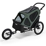 4-in-1 Fahrradanhänger für Hunde, Hundewagen, großer Transporter bis 30 kg, PETRIVE (Dunkelgrün)