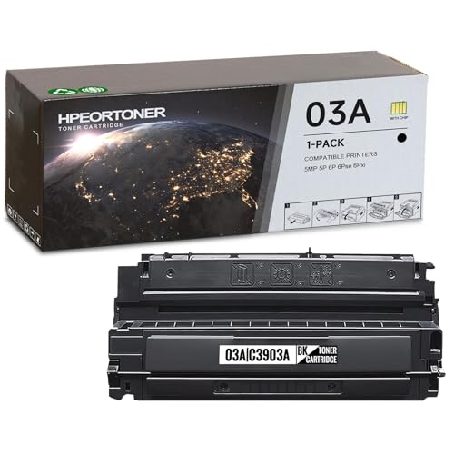 03A | C3903A Black Toner Cartridge (with chip) : 1 Pack 03A High Capacity Toner Cartridge (5,500 Pages) Replacement for HP 03A for 5MP 5P 6P 6Pse 6Pxi Printer -  TONER-CARTRIDGE, 03A | C3903A-1PK